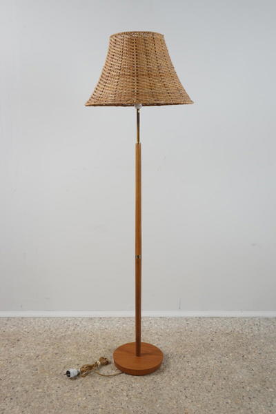 Golvlampa, teak/mässing, 1950/60-tal.