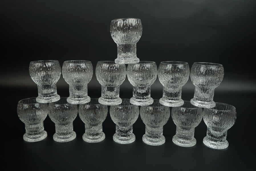 Snapsglas, 14 st, "Kekkerit", Timo Sarpaneva, Iittala.