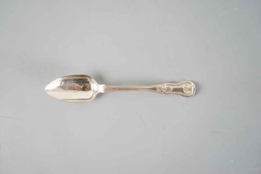 Dessertsked, silver, Engelsk snäck, Gustaf Möllenborg, Stockholm, 1844.