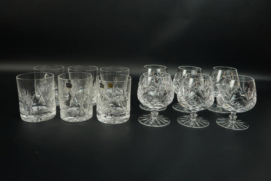 Whiskey- och cognacsglas, 6+6 st, Bohemia Crystal, Tjeckien.