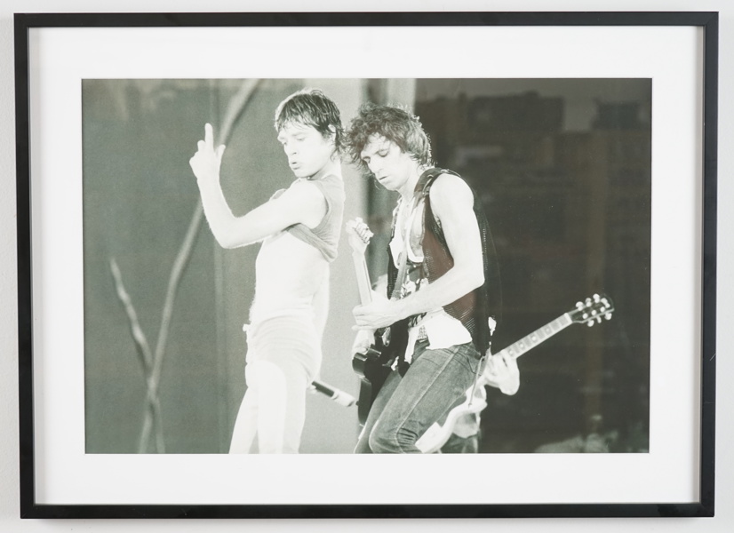 Fotografi, The Rolling Stones, Mick Jagger/Keith Richards, Wembley stadium, 1982.