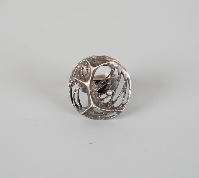 Karl Laine, ring, silver 925, "Spiderweb", Åbo, 1970-tal.