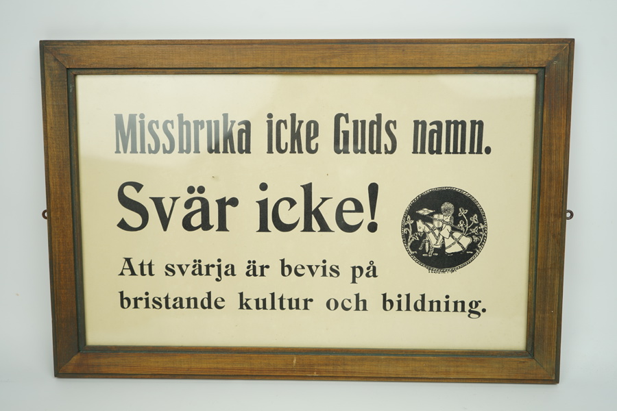 Affisch, "Svär icke!", 1900-tal.