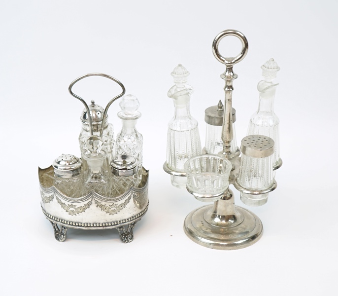 Bordssurtout, 2 st, nysilver/glas.