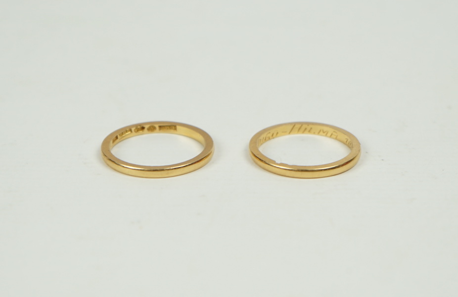 Ringar, 2 st, 20K guld.