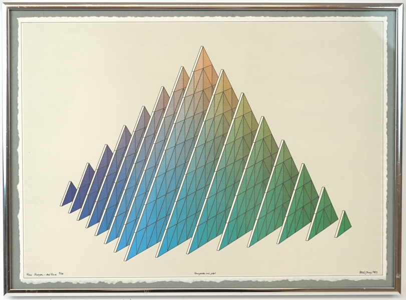 Beck & Jung, computer ink plot nr. 11/150, signerad, daterad 1983.