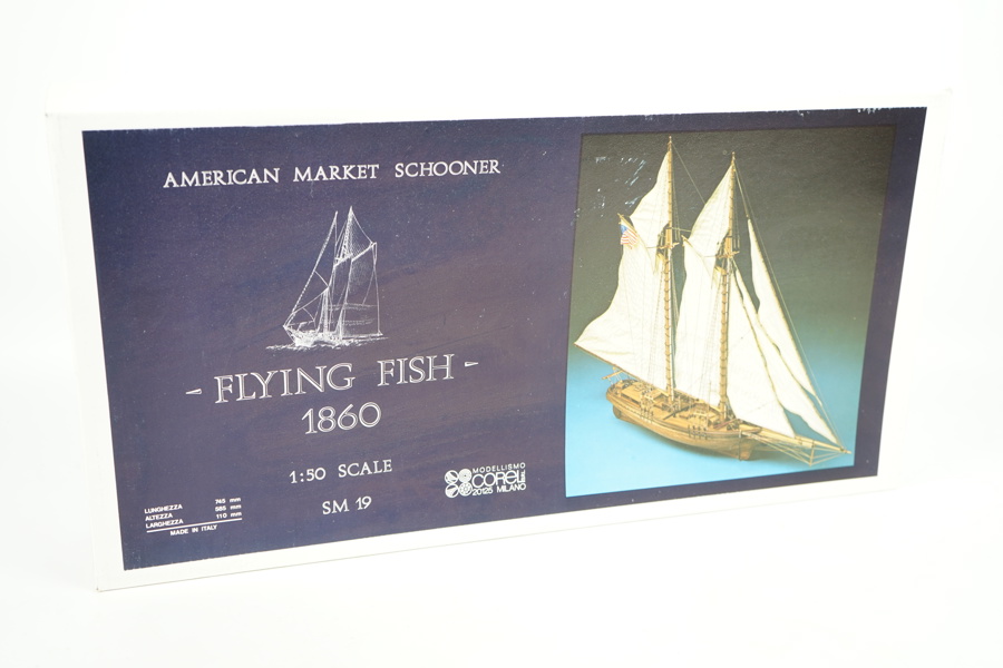 Fartygsmodell, "Flying Fish 1860", trä, Corel, Italien.