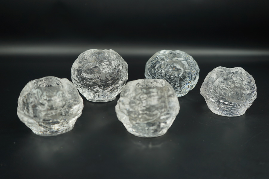 Ljuslyktor, 5 st, glas, "Snöboll", Ann Wärff, Kosta Boda.