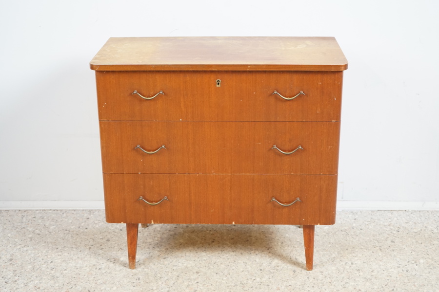 Byrå med 3 lådor, teak, 1950/60-tal.