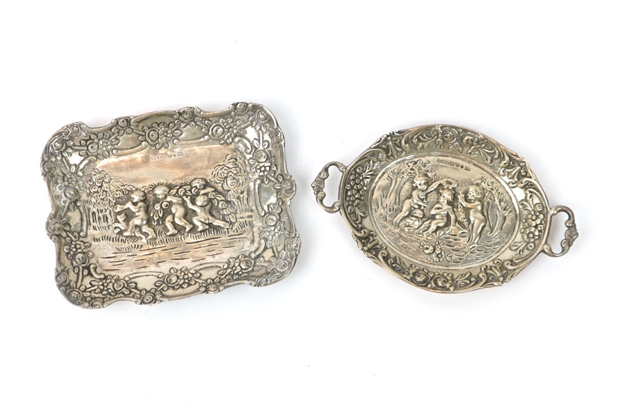 Askfat/nålfat, 2 st, silver 830, 1972.