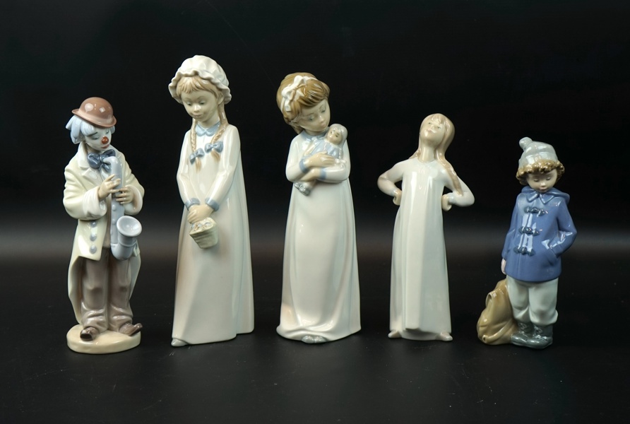 Figuriner, 5 st, porslin, bl.a Lladro.