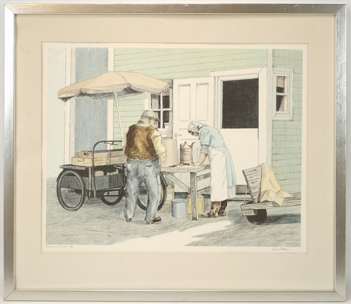 Stig Wernheden, "Citadellskajen Malmö", litografi EA 3/30, signerad.