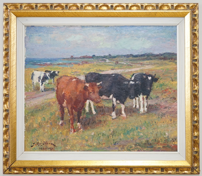 Gottfrid Olsson, olja på pannå, signerad.