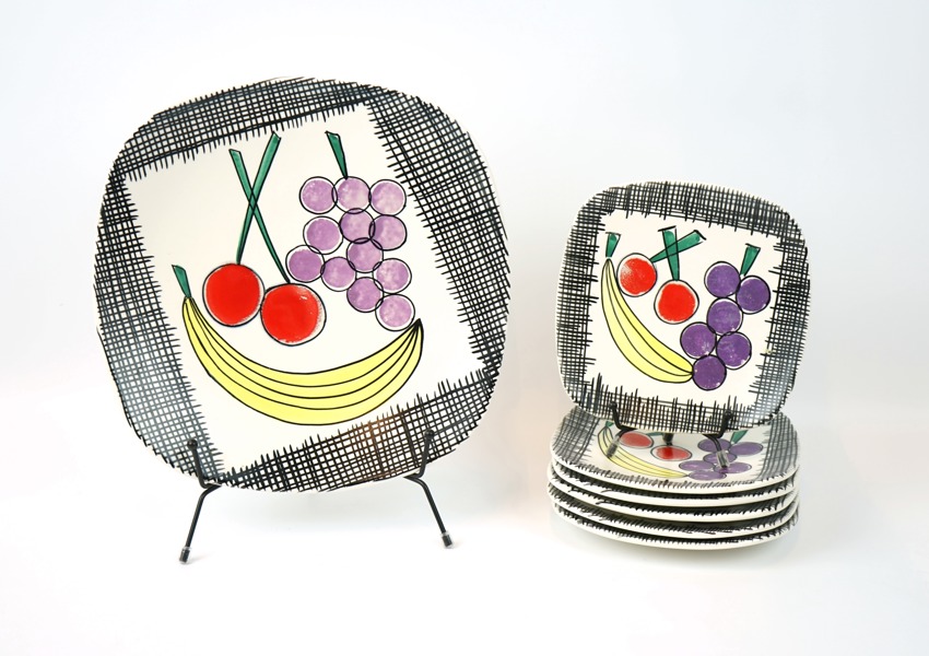 Fruktservis, 7 delar, porslin, "Banana", SMF Schramberg.