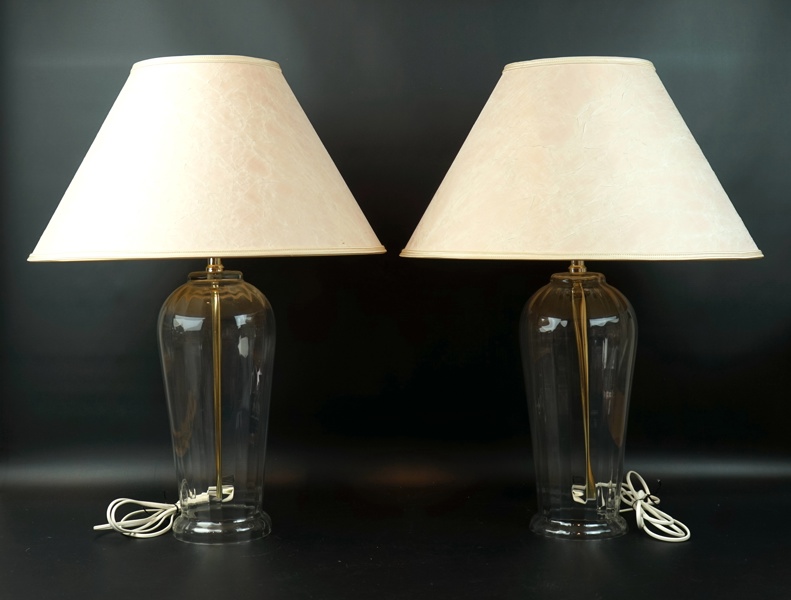 Bordslampor, ett par, glas/mässing, ''Farad'', provex/prototyp, IKEA.