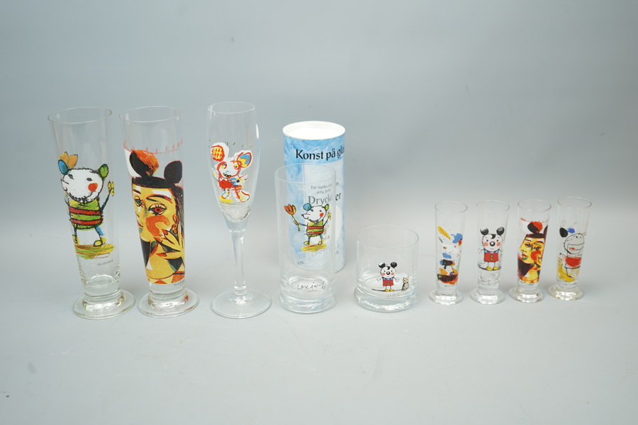Lasse Åberg, glas,9 st.