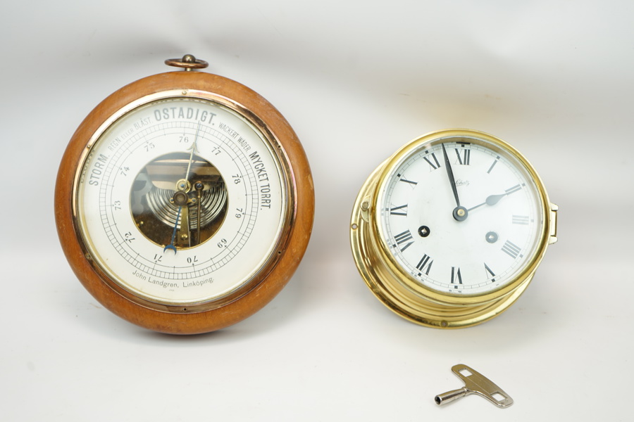 Barometer, Johan Landggren, Linköping och väggur, Schatz, mässing/trä.