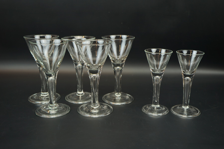 Vin- och snapsglas, 7 delar, "Enhörna", Ur IKEAs 1700-talsserie, signerade BCV, 1990-tal.