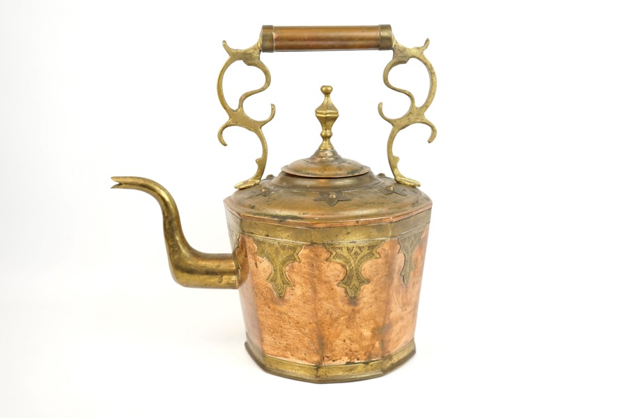 Tekanna, koppar/mässing, 1800/1900-tal.