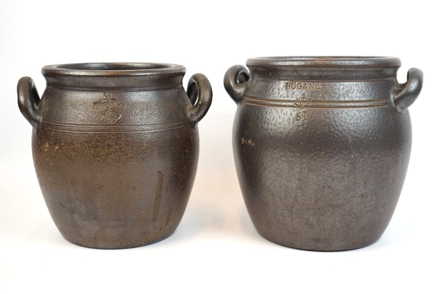 Krus, 2 st, 5 och 6 liter, stengods, Höganäs.