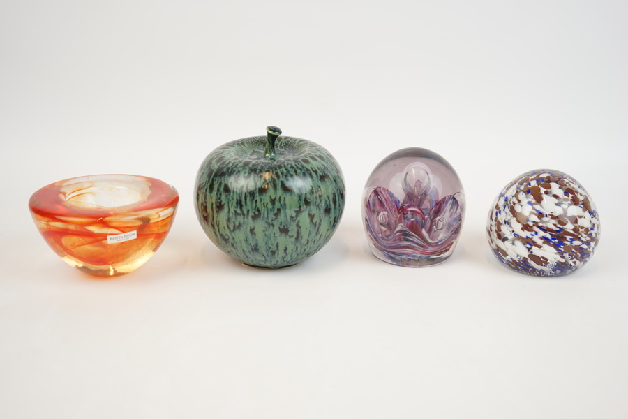 Skål m.m, 4 delar, keramik/glas, bl.a ''Atoll'', Anna Ehrner, Kosta Boda.