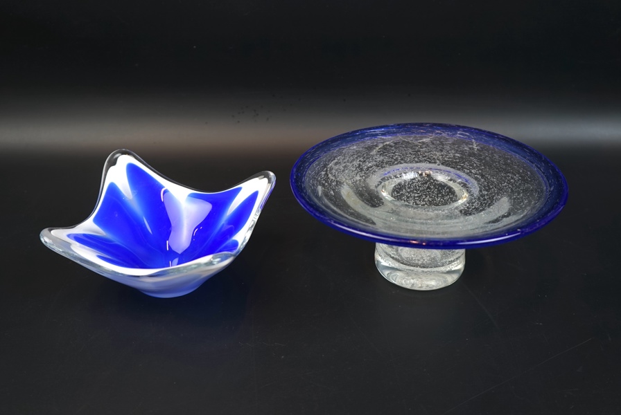 Skål och vas, glas, Erik Höglund och Paul Kedelv, 'Coquille'', Flygsfors.