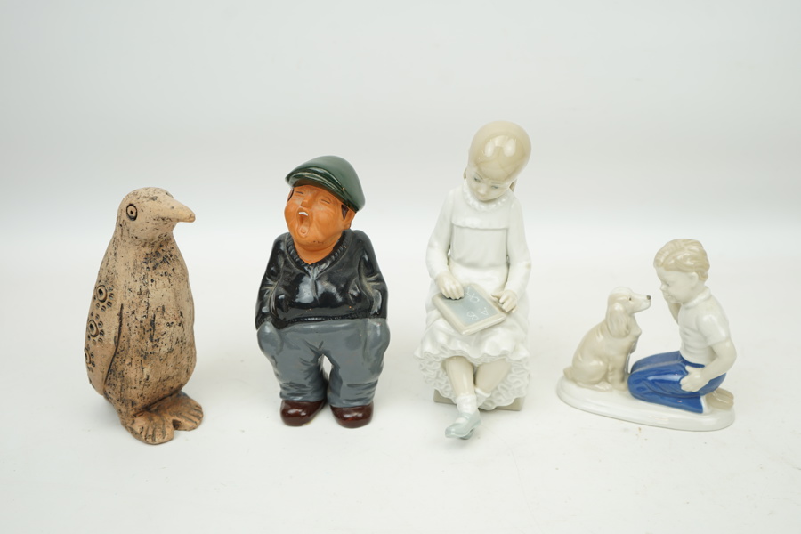 Figuriner, 4 st, keramik och porslin, bl.a Spanien och GDR.