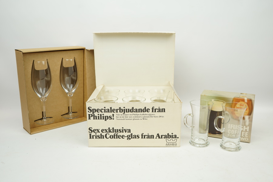 Champagne- och Irish Coffeeglas, 2+8 st, Reijmyre och Arabia.