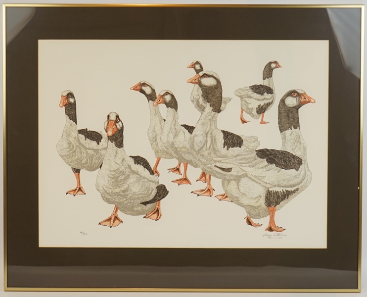 Hasse Andersson, litografi nr. 142/250, ''Styrelsen, går'', signerad, daterad 1988.
