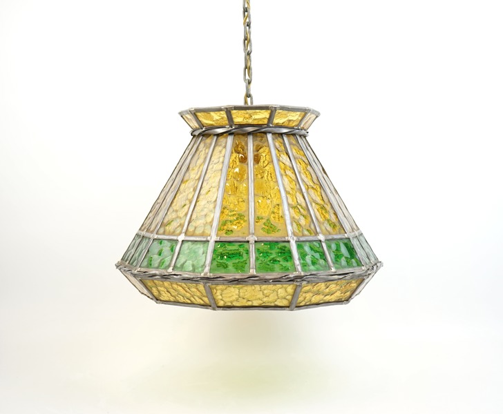Taklampa, blyinfattat glas, 1900-tal.