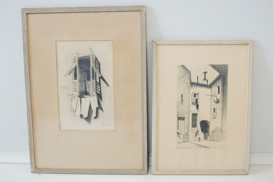 Georg Nilsson, kolteckning och litografi 34/40, signerade, daterade 53/54.