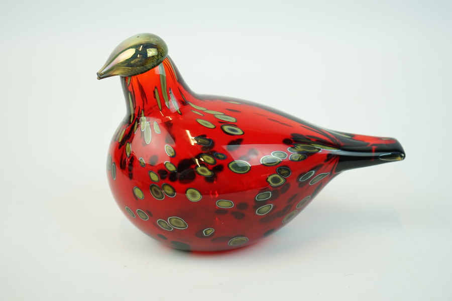 Oiva Toikka, fågel, glas, Iittala, Nuutajärvi, signerad.