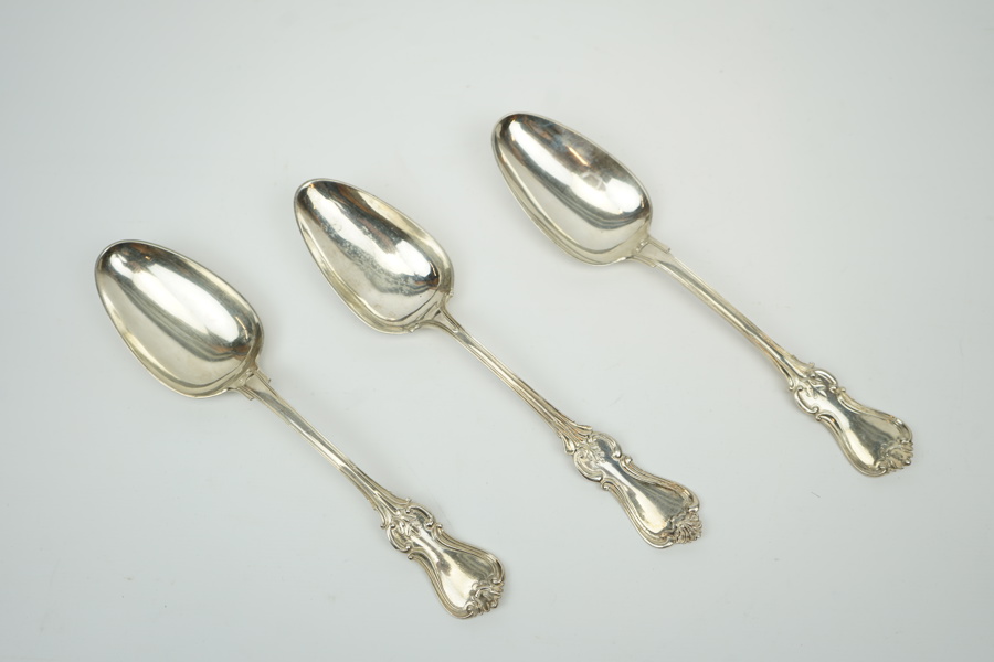 Matskedar, 3 st, silver, "Olga", Dahlgren, Malmö, 1820-tal.