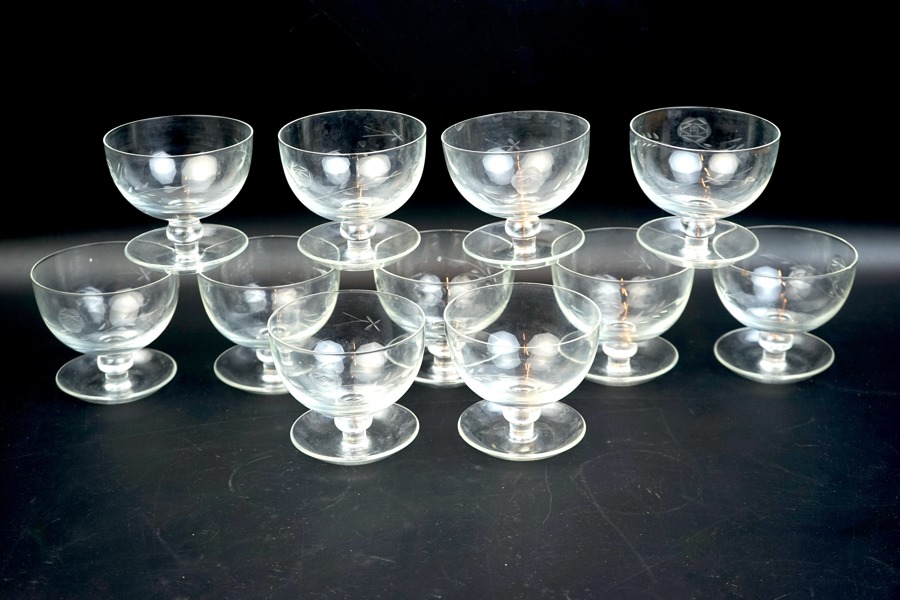 Coupeskålar, 11 st, glas,1900-tal.