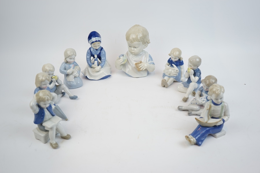Figuriner, 10 st, porslin, GDR.