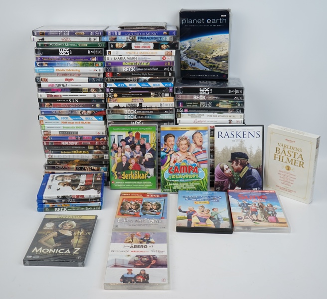 Dvd filmer, ett parti, bl.a Lasse Åberg.
