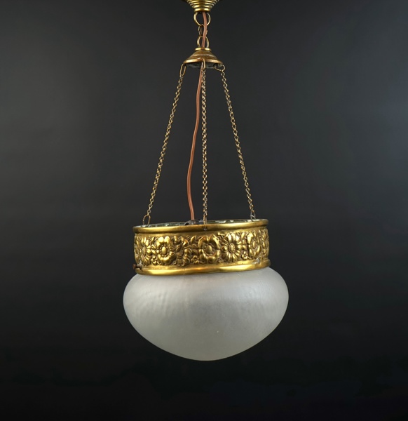 Taklampa, glas/mässing.