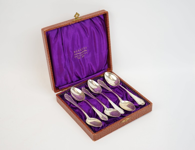 Kaffeskedar, 6 st, silver, ''Haga''.