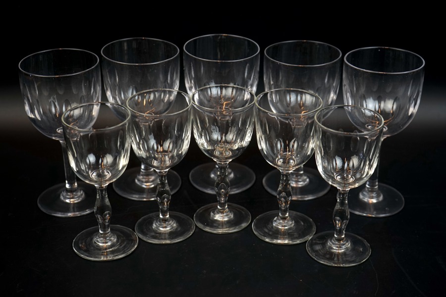 Glasservisdelar, 10 st, olivslipade.