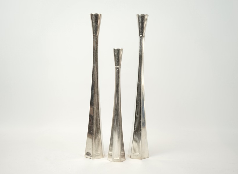 Karl Einar Nilsson, ljusstakar, 3 st, nysilver.