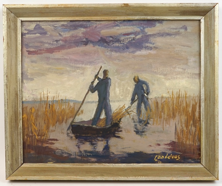 Bertil Landelius, olja på pannå, signerad.