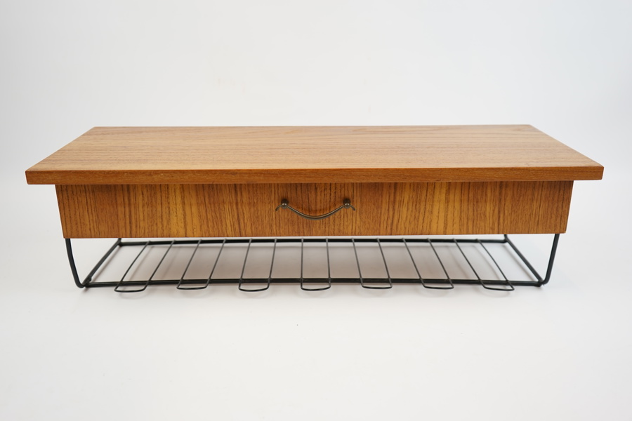 Telefonhylla, teak/metall, 1950/60-tal.