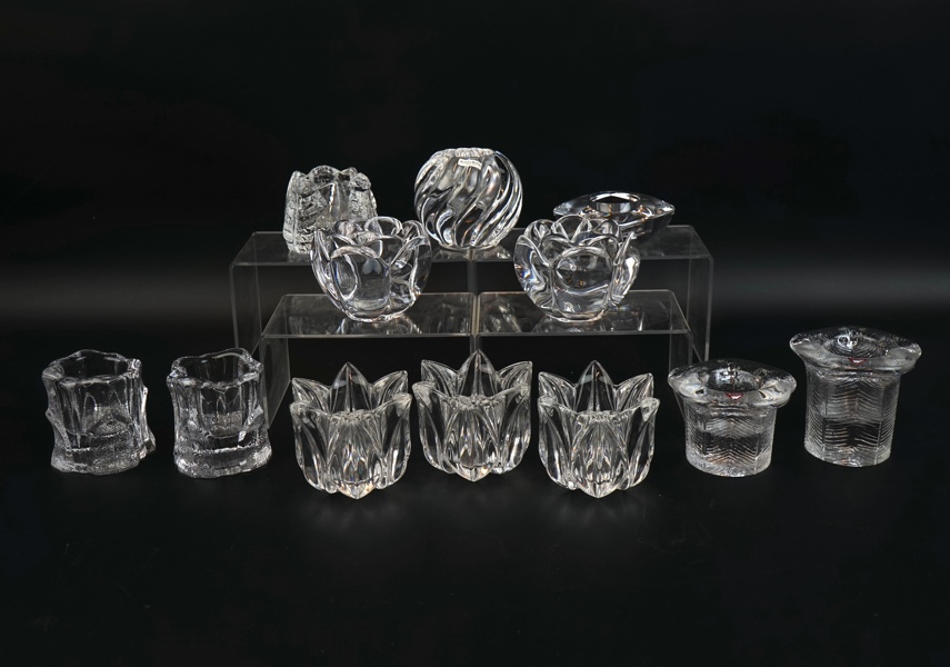 Ljuslyktor, 12 st, glas, bl.a Orrefors.