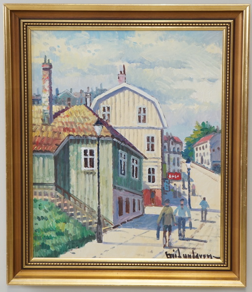 Eric Lundgren, "Styverns Krog, Stigbergslidén", olja på duk, signerad.