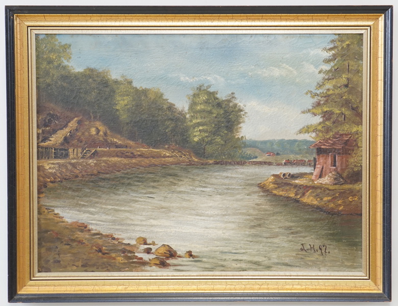 Oidentifierad konstnär, olja på duk, otydligt monogramsignerad, daterad 1897.