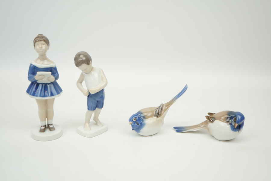 Figuriner, 4 st, porslin, Bing & Gröndahl.