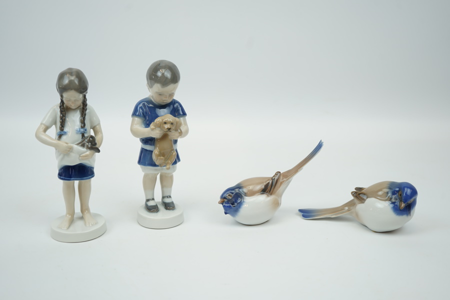 Figuriner, 4 st, porslin, Royal Copenhagen och Bing & Gröndahl.