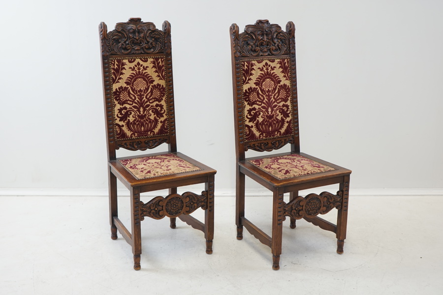 Stolar, ett par, ek/textil, barockstil, 1900-tal.
