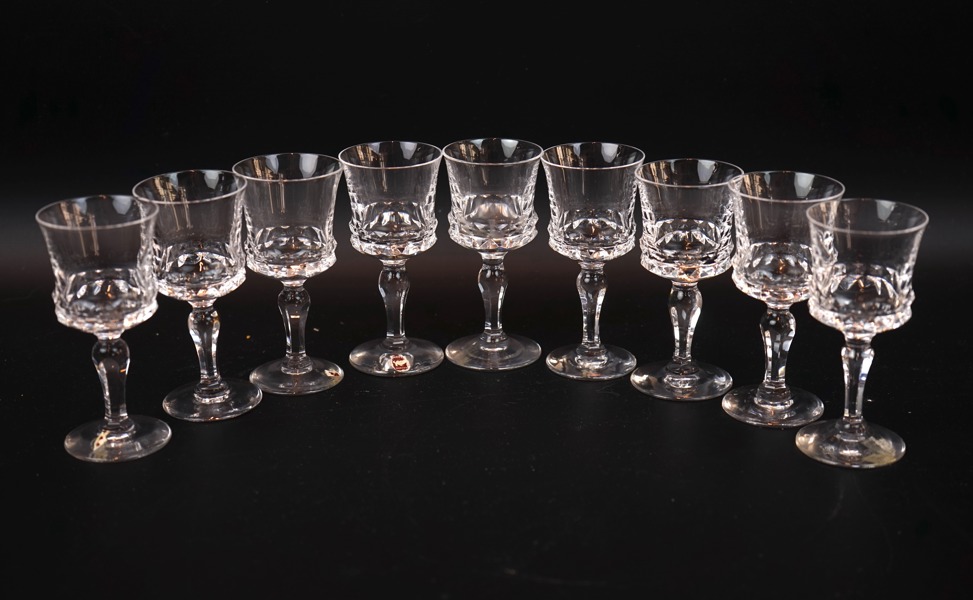 Ingeborg Lundin, likörglas, 9 st, ''Silvia'', Orrefors.