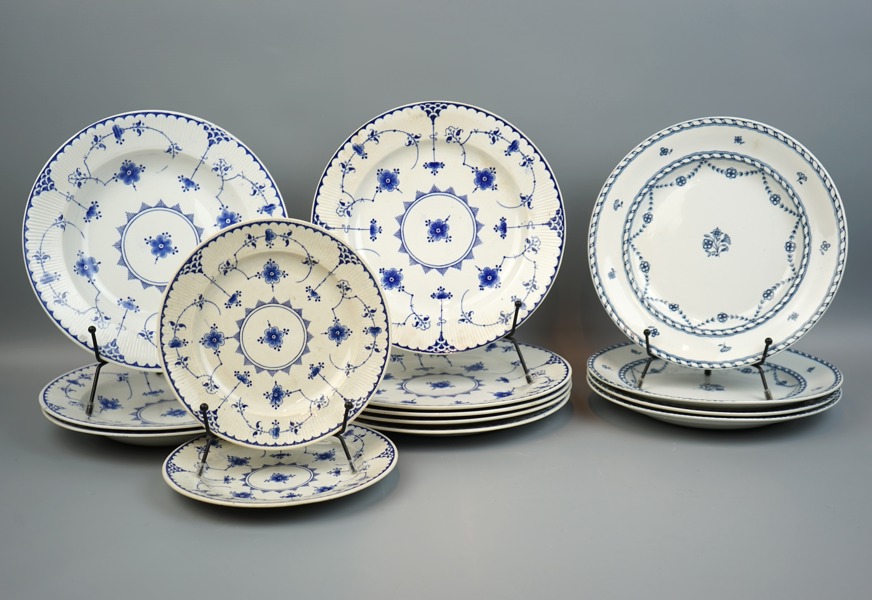 Matservisdelar, 14 st, flintgods, ''Alva'' och ''Hafnia'', Gustavsberg.